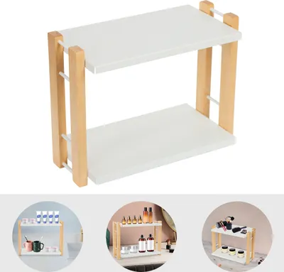 Zdjęcie produktu dla Organizer do makijażu 33*17*26,3 cm 2-poziomowy organizer łazienkowy na blat (biały)