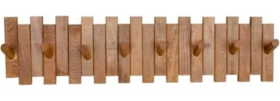 Immagine prodotto di Appendiabiti da parete in legno di faggio con 8 ganci in metallo, 91 x 23 cm, effetto rovere