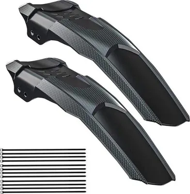 Produktbild von Famanu Fahrradschutzblech 2 Stück aus Carbonfaser für vorne und hinten mit 12 Kabelbindern - Geeignet für Fahrräder/Mountainbikes