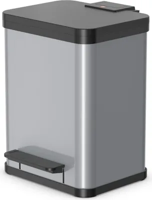 Produktbild von Tret-Mülltrenner Öko Duo Plus M 2x9 L silber – leiser Soft-Close-Deckel, zwei Inneneimer aus recyceltem Kunststoff, robustes Stahlblech-Gehäuse
