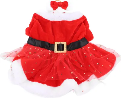 Produktbild von Haustier Weihnachtskostüm Spaß niedliche Vater Hunde Katze Kleidung mit Bogenkopfschmuck für Themenparty Cosplay m