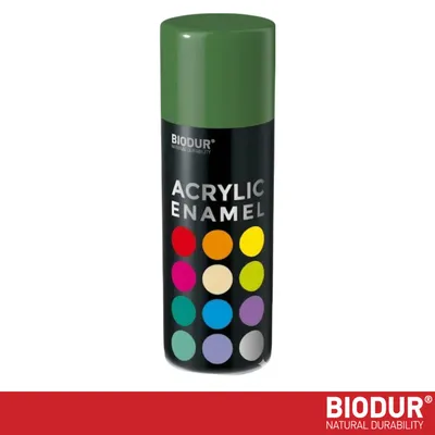 Productafbeelding van BIODUR Acrylverf - Mosgroen RAL 6005 – 400 ML – Spuitbus Hoogglans Lak – UV en Weerbestendig - Sneldrogende Spuitverf - Voor Binnen en Buiten