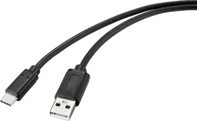Produktbild von Renkforce USB-Kabel USB 2.0 USB-C® Stecker, USB-A Stecker 1.00 m Schwarz mit antimikrobieller Oberfläche RF-4699378