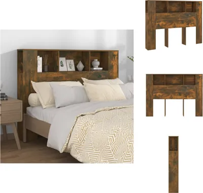 Produktbild von vidaXL Kopfteil mit Ablagen Räuchereiche 140x18,5x104,5 cm -  Kopf- & Fußenden