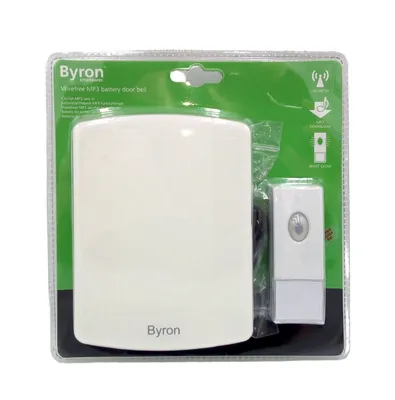 Produktbild von Byron B002E Funktürklingel Set MP3 BY002E, Weiß, 80 dB, IP44, Kunststoff, MP3, Kabellos