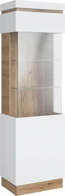 Produktbild von Vitrine - 60 x 200 cm - 1 Tür - Alpinweiß - Evoke Eiche Nachbildung