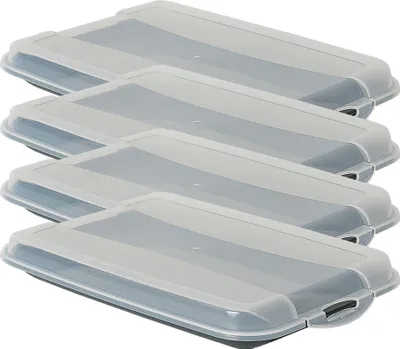 Produktbild von Novaliv 4er-Set Anthrazit Premium Aufschnittbox mit Transparentem Deckel, Frischhaltedosen für Wurst & Käse Maße 25x17x3 cm Kühlschrank Organizer Knäckebrotbox Wohnung must-have Küchen Gadgets