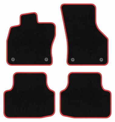 Produktbild von Fußmatten Automatten Velours Schwarz/Rot für Seat Leon IV 2020- Set 4-tlg