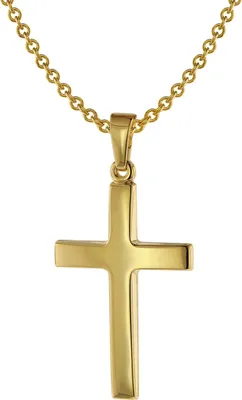 trendor 75543 Kreuz-Anhänger 24 mm Gold 585 + Silberkette goldplattiert 1
