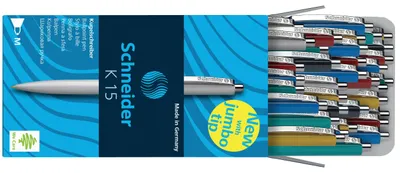 Produktbild von 50x Schneider 3080 Vysouvací biros K15 M modrý (nesmazatelný), různý