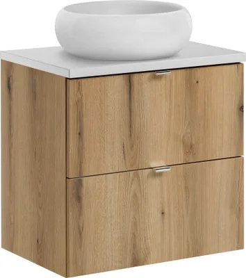 Immagine prodotto di Moderno Set Di Mobili Da Bagno Da 60 Cm Con Piano Bianco E Lavabo Rotondo