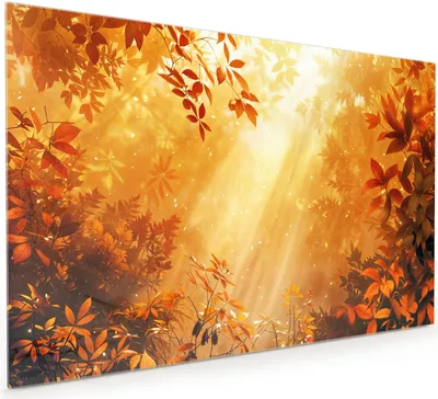 Produktbild von Küchenrückwand Spritzschutz Glas mit Motiv Herbstlicher Wald 40 x 40 cm