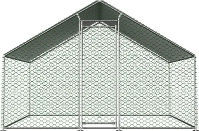 Produktbild von Hühnerstall Freilaufgehege mit Sicherheitsschloss und Wasserdichtes PE-Tuch, Kleintiergehege aus Metall für Hühner, Kaninchen, 3x2x2m
