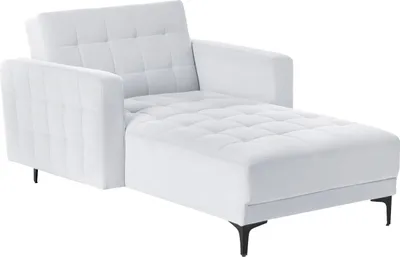 Produktbild von BELIANI Chaiselongue Hellgrau Samt Gesteppt mit Schwarzen Metallbeinen Verstellbare Rückenlehne Schlaffunktion Modern Glamourös Wohnzimmer Liegesofa