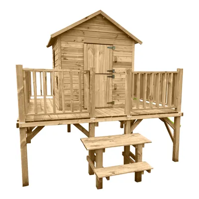 Produktbild von 4iQ Kinder-Holz-Gartenhaus „Maciej“ – 227×286×232 cm Spielhaus für draußen
