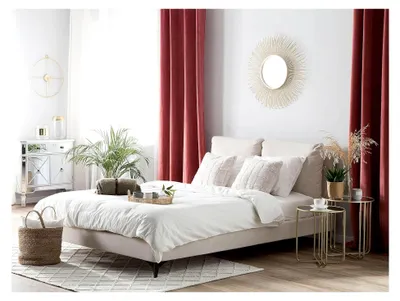 Produktbild von Polsterbett in Beige Leinenoptik mit Lattenrost 180 x 200 cm
