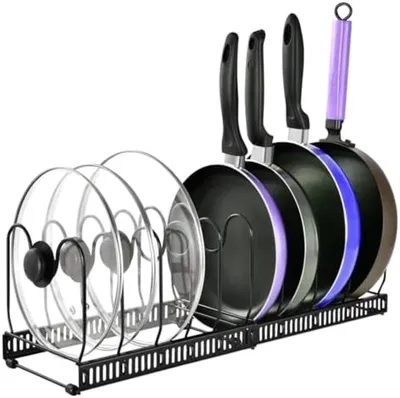 Productafbeelding van PromoHome® Verstelbare panorganizer met uitschuifbare lade – zwart