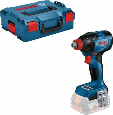 A Bosch cordless impact driver and its L-BOXX case are displayed against a white background.