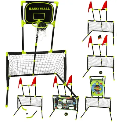 Produktbild von Fußballtor-Set 6-in-1: Basketball, Hockey, Fußball, Zielwurf