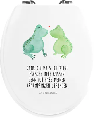 Produktbild von Mr. & Mrs. Panda Klodeckel Frosch Liebe - Weiß - Geschenk, Toilettendeckel, WC Sitz, Hocheitstag, Brille, Klositz, Paar, klo deckel, Frösche, Hochzeitstag