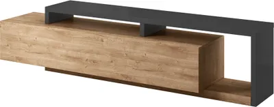 Produktbild von Lowboard mit Regal BEXLEY-83 in Eiche Ribbeck Nb. mit Absetzungen in anthrazit, B/H/T: ca. 219/52/45 cm