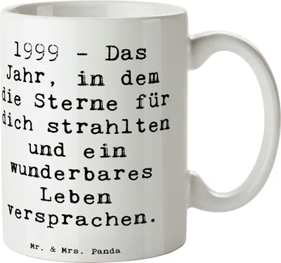 Produktbild von Mr. & Mrs. Panda Tasse Spruch 1999 Geburtstag - Weiß - Geschenk, Kaffeebecher, magisches Jahr, Geburtstagsgeschenk, Erinnerungen, Sterne strahlen, haferl, Happy Birthday