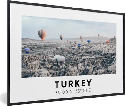 Produktbild von MuchoWow® Gerahmtes Poster Türkei - Kappadokien - Heißluftballon 90x60 cm - Poster mit Schwarzem Bilderrahmen Wandposter Rahmen Foto Bilder - Fotorahmen - Foto-Plakat
