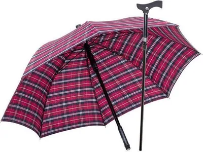 Produktbild von Stockschirm TWIN mit Fritzgriff, verstellbar>>>>Farbe: rot/blau