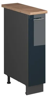 Image de Meuble de cuisine Vicco Fame-Line Bleu foncé brillant/Anthracite 20cm, PT Chêne, Model 62103