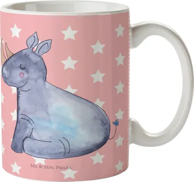 Produktbild von Mr. & Mrs. Panda Mehrwegbecher Einhorn Nashorn - Rot Pastell - Geschenk, Unicorn, Regenbogen, Zoo, Kindertasse, Lustig, Kinderbecher, Pott, Nashörner, Kindergarten Becher