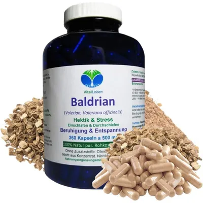 Produktbild von Baldrian 360 Pulver Kapseln Beruhigung & Entspannung Natur Pur Kein Extrakt Ohne Zusatzstoffe