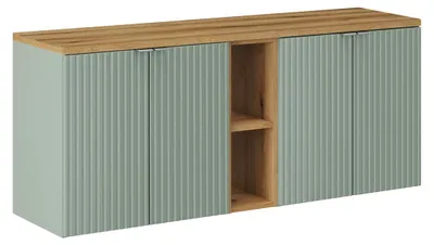 Produktbild von Waschtischunterschrank 140.4cm Jade, Grün und Holzoptik