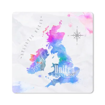 Produktbild von MuchoWow® Mauspad Mousepad Weltkarte - England - Ölfarbe 30x30 cm - Mousepads - Maus Mat - Pad - Mausunterlage - Gaming