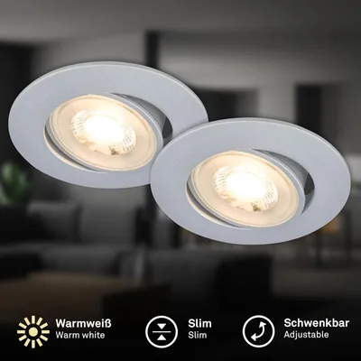 Obrázek produktu pro Briloner BESI sada 2 vestavných LED reflektorů 230V, otočné, teplá bílá barva světla, matný chrom, Ø8 x 3,2 cm