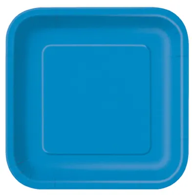 Produktbild von 14 große quadratische Pappteller blau 22,2 cm - Einheitsgröße