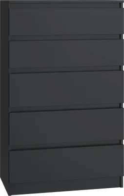 Zdjęcie produktu dla Topeshop M5 CZERŃ, Czarny, 5 szuf., Płyta wiórowa, Monochromatyczny, Nowoczesny, Płyta wiórowa