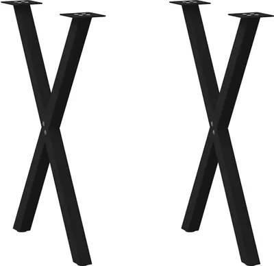 Obrázok produktu pre Nohy k jedálenskému stolu v tvare X, 2 ks, čierne, 50 x (72-73) cm, oceľové