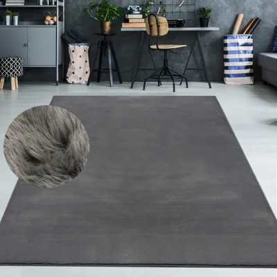 Zdjęcie produktu dla Klasyczny, miękki dywan nadający się do prania w kolorze antracytowym, wymiary: 200 x 280 cm