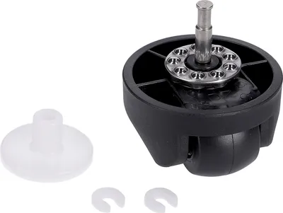 A spare part for a robot vacuum cleaner, including a wheel assembly and a white plastic component.