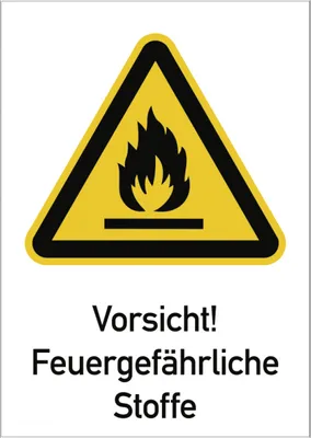 Produktbild von Dreifke® Vorsicht! Feuergefährliche Stoffe ISO 7010, Kombischild, Alu, 262x37...