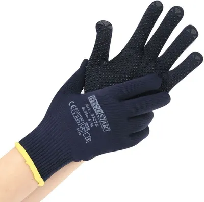 Immagine prodotto di 10x Hygostar 33275 Feinstrickhandschuhe Pearl dunkelblau Gr. 8/M Nylon/Baumwolle einseitig schwarze PVC-Noppen