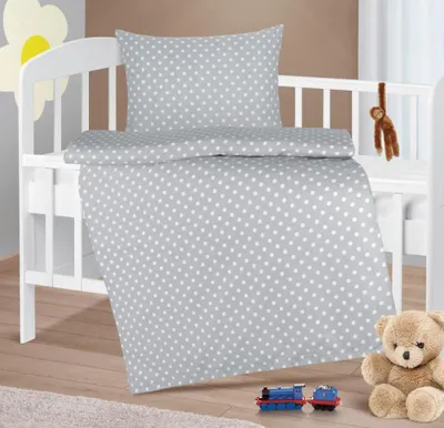 Immagine prodotto di Biancheria da letto in cotone per bambini - 90x135 cm, 45x60 - grigio,bianco