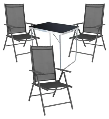 Produktbild von 4-tlg. Camping Set Gartenmöbel Campingtisch 3 x Aluminium Klappstuhl