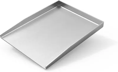 Image de Plaque de cuisson pour plancha en acier inoxydable, dimensions 37x26 cm, rectangulaire, compatible avec les barbecues à gaz et au charbon