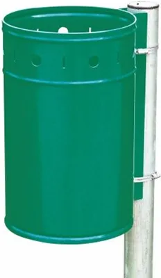 Produktbild von Pfostenmontierter Abfallbehälter aus Stahl, 20 l, grün