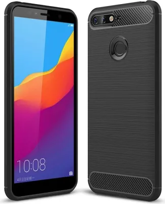Produktbild von Huawei Y6 2018 Hülle Silikon Schwarz Carbon Optik Case TPU Handyhülle Bumper 211796