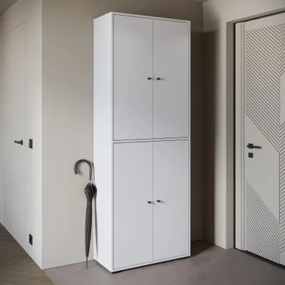 Productafbeelding van MINIO, model "DAFNI 23", hoge schoenenkast, hoge garderobekast, met legplanken, 70 cm, wit
