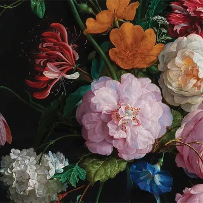 Produktbild von Sanders & Sanders Fototapete Blumen Schwarz, Rosa und Grün 375 x 270 cm