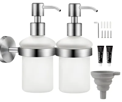Produktbild von Omgoods – Set aus 2 Seifenspendern zur Wandmontage, aus Edelstahl