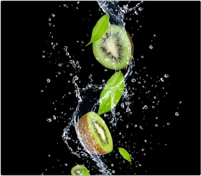 Produktbild von Spritzschutz Herdabdeckplatte Schneidebrett aus Glas Kiwi auf Wassersplash 1-Teilig (60x52cm)